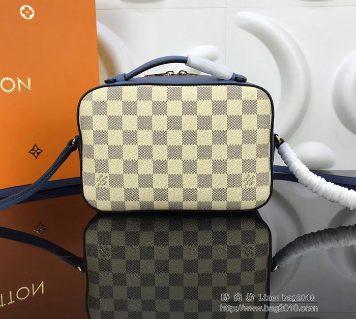 路易威登LV女包 頂級原單 N40154 N40155 Saintonge手袋 Damier Azur帆布 彩色皮革飾邊 可手提 可肩背 斜挎   ydh2696